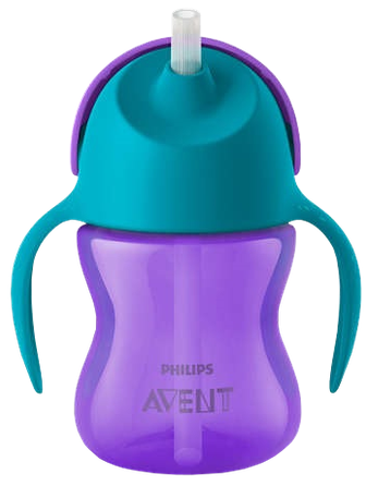PHILIPS Avent 9 m+ (violetinė) puodeliai su šiaudeliu, 1 vnt.