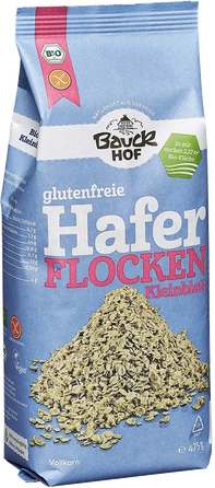 BAUCK HOF be glitimo, ekologiški, vidutinio stambumo avižų dribsniai, 475 g
