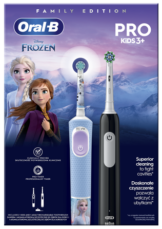 ORAL-B Vitality PRO + Frozen Pro Kids 3+ elektrinis dantų šepetėlis, 2 vnt.