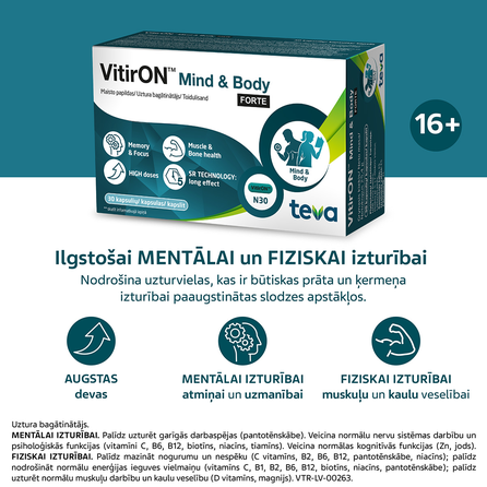 VITIRON Mind & Body FORTE kapsulės, 30 vnt.