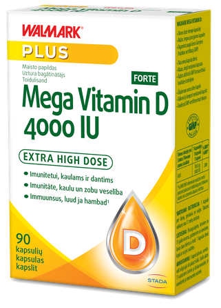 WALMARK   Mega Vitamin D Forte 4000IU kapsulės, 90 vnt.
