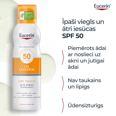 EUCERIN Sun Oil Control Control Dry Touch SPF 50 purškalas, 200 ml