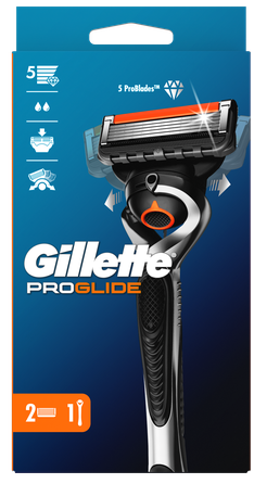 GILLETTE Fusion5 ProGlide 2 papildomos galvutės +  skustuvas, 1 vnt.