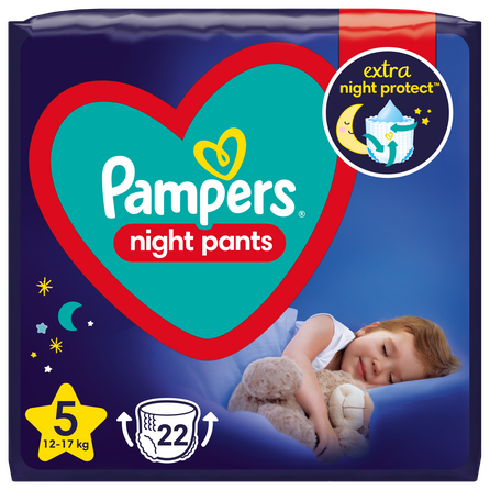 PAMPERS Night 5 (12-17 kg) sauskelnės, 22 vnt.