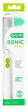 GUM Sonic Daily Power Soft baltas elektrinis dantų šepetėlis, 1 vnt.