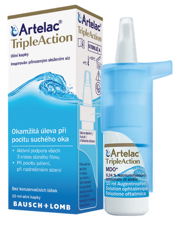 ARTELAC   TRIPLEACTION akių lašai, 10 ml