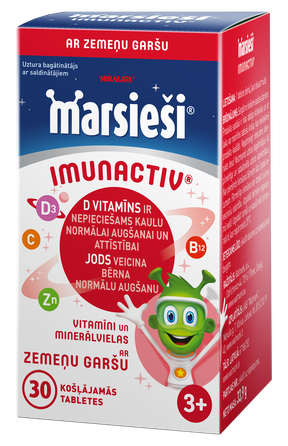 MARSIEČIAI Imunactive braškių skonio  kramtomosios tabletės, 30 vnt.