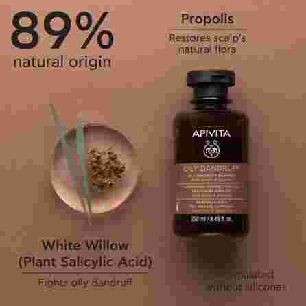 APIVITA Oily Dandruff, White Willow & Propolis šampūnas, 250 ml