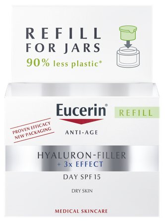 EUCERIN Hyaluron-Filler sausai odai SPF 15, papildymo pakuotė, dieninis  veido kremas, 50 ml