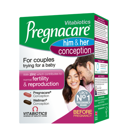 PREGNACARE   Him & Her Conception, poroms, planuojančioms kūdikį tabletės, 60 vnt.