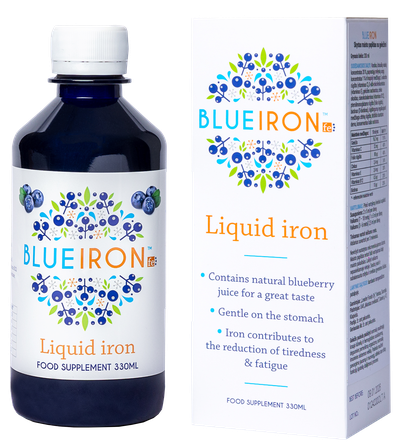 BLUEIRON skystoji geležis, mėlynių skonio skystis, 330 ml
