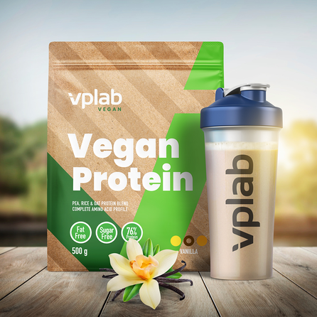 VPLAB Vegan Protein Vanilla veganiškas proteinas milteliai, 500 g