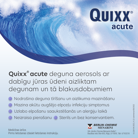 QUIXX  gleivinės priežiūrai ir slogos palengvinimui nosies purškalas, 100 ml