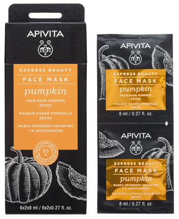 APIVITA Express Beauty With Oumpkin (8 ml) veido kaukė, 2 vnt.