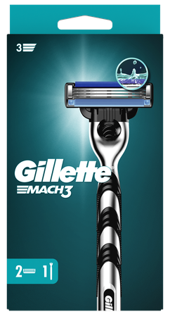 GILLETTE Mach3 2 papildomos galvutės + skustuvas, 1 vnt.
