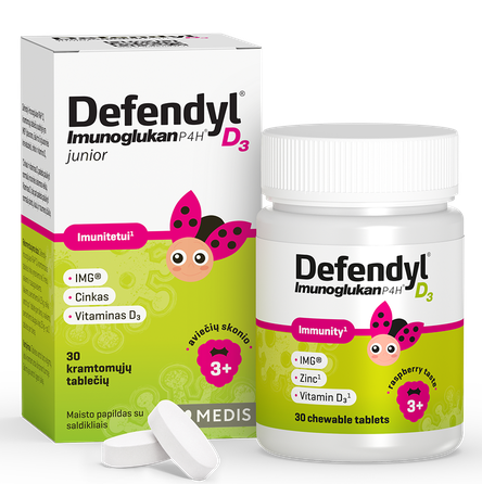 DEFENDYL Imunoglukan P4H D3 Junior kramtomosios tabletės, 30 vnt.