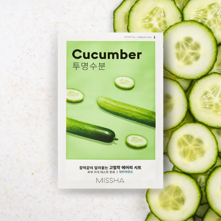 MISSHA Airy Fit Cucumber, su agurkų ekstraktu veido kaukė, 19 g