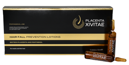 PLACENTA XIVITAE Su Placenta Nuo Plaukų Slinkimo 10 ml, losjonas, 12 vnt.