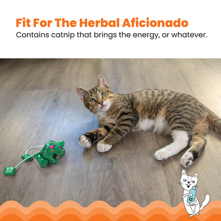 CATSTAGES Toss N Dangle Frog, žalias žaislas, 1 vnt.