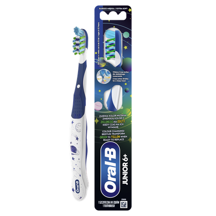 ORAL-B Junior 6-12y, ypatingai minkštas dantų šepetėlis, 1 vnt.