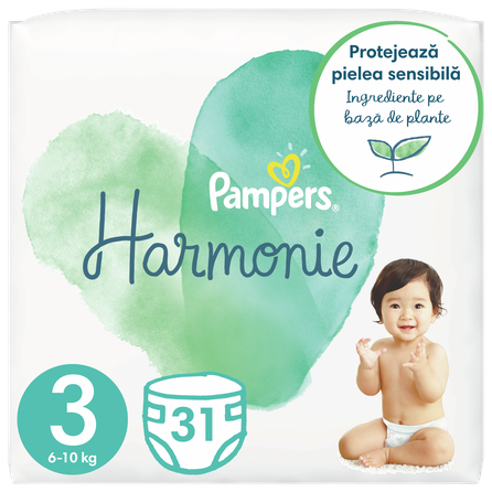 PAMPERS Harmonie 3 (6-10 kg) sauskelnės, 31 vnt.
