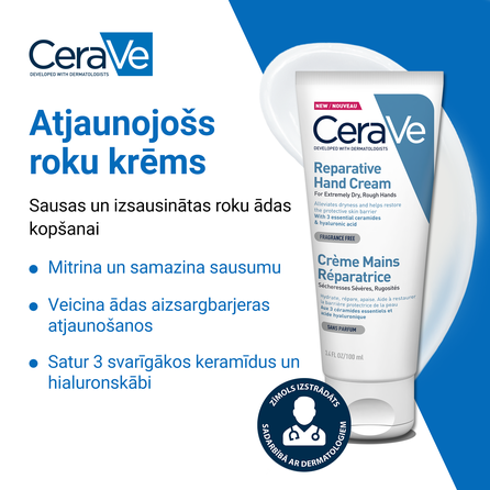 CERAVE Reparative With Ceramides rankų kremas, 100 ml