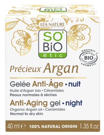 SO BIO ETIC su argano aliejumi ir keramidais naktinis veido kremas, 40 ml