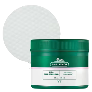 VT COSMETICS Cica švelniai eksfolijuojantys ir drėkinantys medvilniniai diskeliai, 60 vnt.