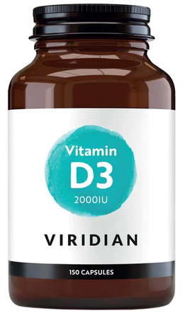 VIRIDIAN Vitamin D3 2000iu Vegan kapsulės, 150 vnt.