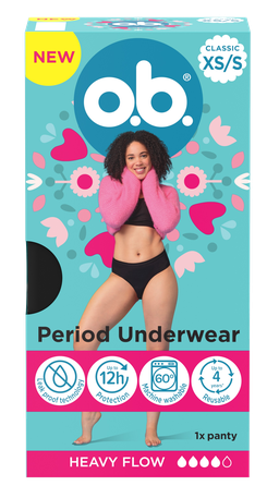 O.B. XS/S menstruacinės kelnaitės, 1 vnt.