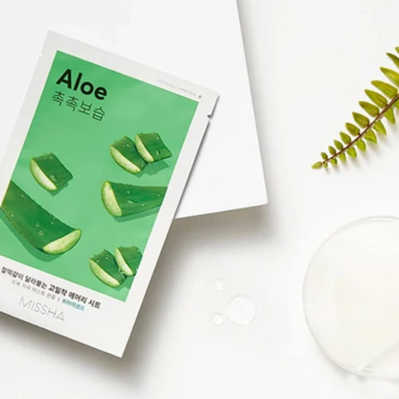 MISSHA Airy Fit Aloe,  sausai odai veido kaukė, 19 g