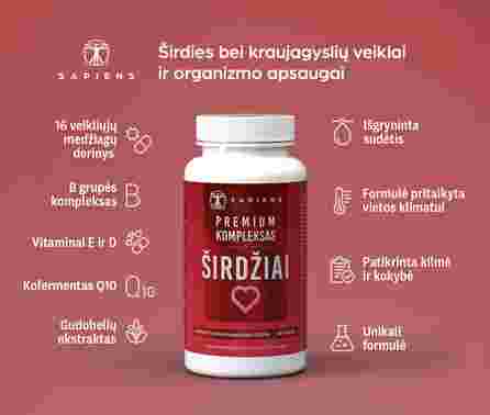 SAPIENS Premium Heart Complex kapsulės, 60 vnt.