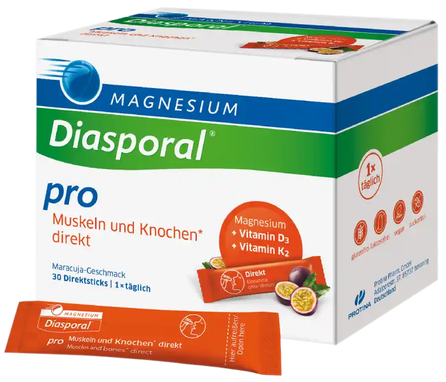 MAGNESIUM Diasporal Pro raumenims, kaulams, imuninei sistemai,  paketėliai, 30 vnt.