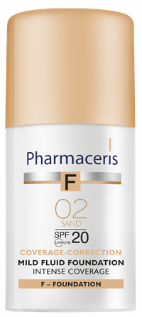 PHARMACERIS F Intense-Coverage 02 Sand SPF 20 makiažo pagrindas, 30 ml