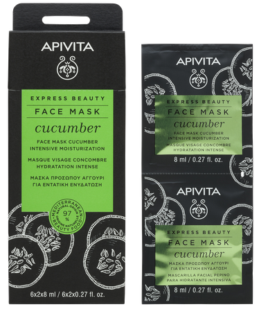 APIVITA Express Beauty Intensive Moisturization with Cucumber (8 ml) veido kaukė, 2 vnt.