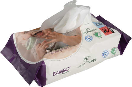 BAMBO NATURE Nature drėgnos servetėlės, 80 vnt.