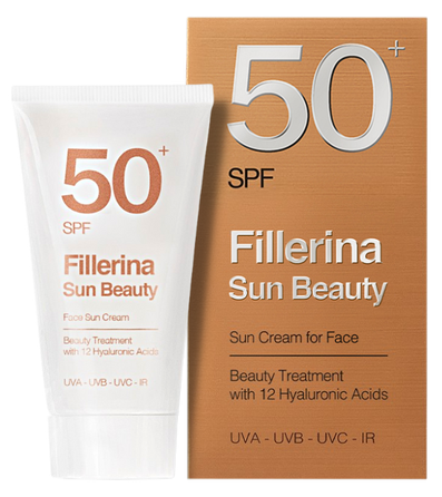 FILLERINA  SPF 50+  su 12 Hialurono rūgščių molekulėmis, apsauginis kremas nuo saulės, 50 ml