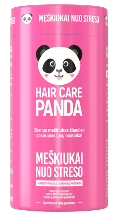 HAIR CARE PANDA Meškiukai nuo streso kramtomosios pastilės, 60 vnt.