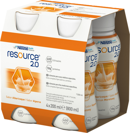 NESTLE Resource 2.0 abrikosų skonio gėrimas, 4 vnt.
