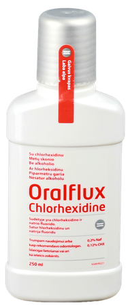 ORALFLUX ChloreHexidine švelnaus mėtų skonio burnos skalavimo skystis, 250 ml