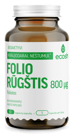 ECOSH bioaktyvi Folio rūgštis 800 µg  kapsulės, 90 vnt.
