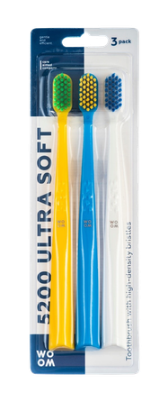 WOOM 5200 Ultra Soft labai minkštas dantų šepetėlis, 3 vnt.