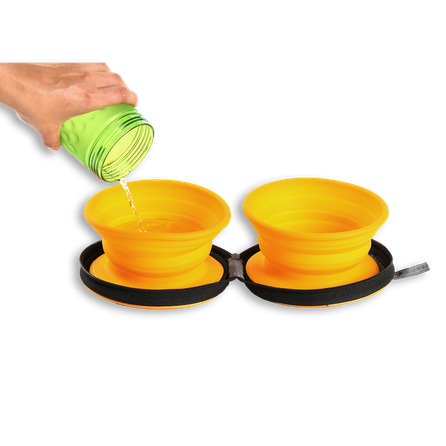 KIWI WALKER sulankstomas dvigubas, oranžinis dubenėlis, 1 vnt.