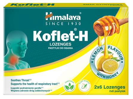 HIMALAYA Koflet-H Lemon pastilės, 12 vnt.