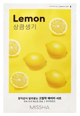 MISSHA Airy Fit Lemon, su citrinų ekstraktu veido kaukė, 19 g