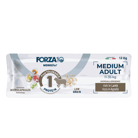 FORZA10 MonoDiet Medium Adult su ėriena, šunims sausas pašaras, 12 kg