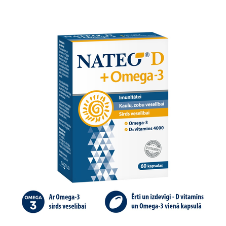 NATEO D +Omega -3 imunitetui kapsulės, 60 vnt.