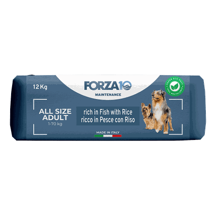 FORZA10 Maintenance Adult All Size su žuvimi ir ryžiais, šunims sausas pašaras, 12 kg