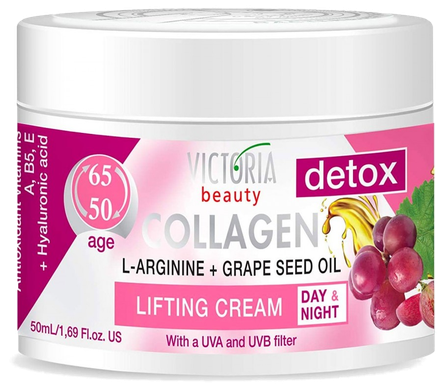 VICTORIA BEAUTY su kolagenu ir L-argininu, brandžiai odai veido kremas, 50 ml