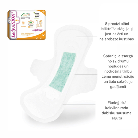 LADY ANION ploni, kvėpuojantys higieniniai paketai, 16 vnt.